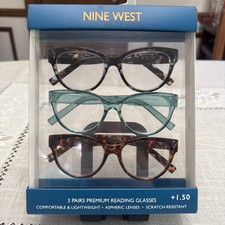 NIB Nine West 1.50 Readers Unisex 3 Pack Premium Reading Glasses Multi-Color