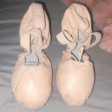 Girls Pink Ballet soft toe Slippers Dance Shoes with Elastic Straps size 5D