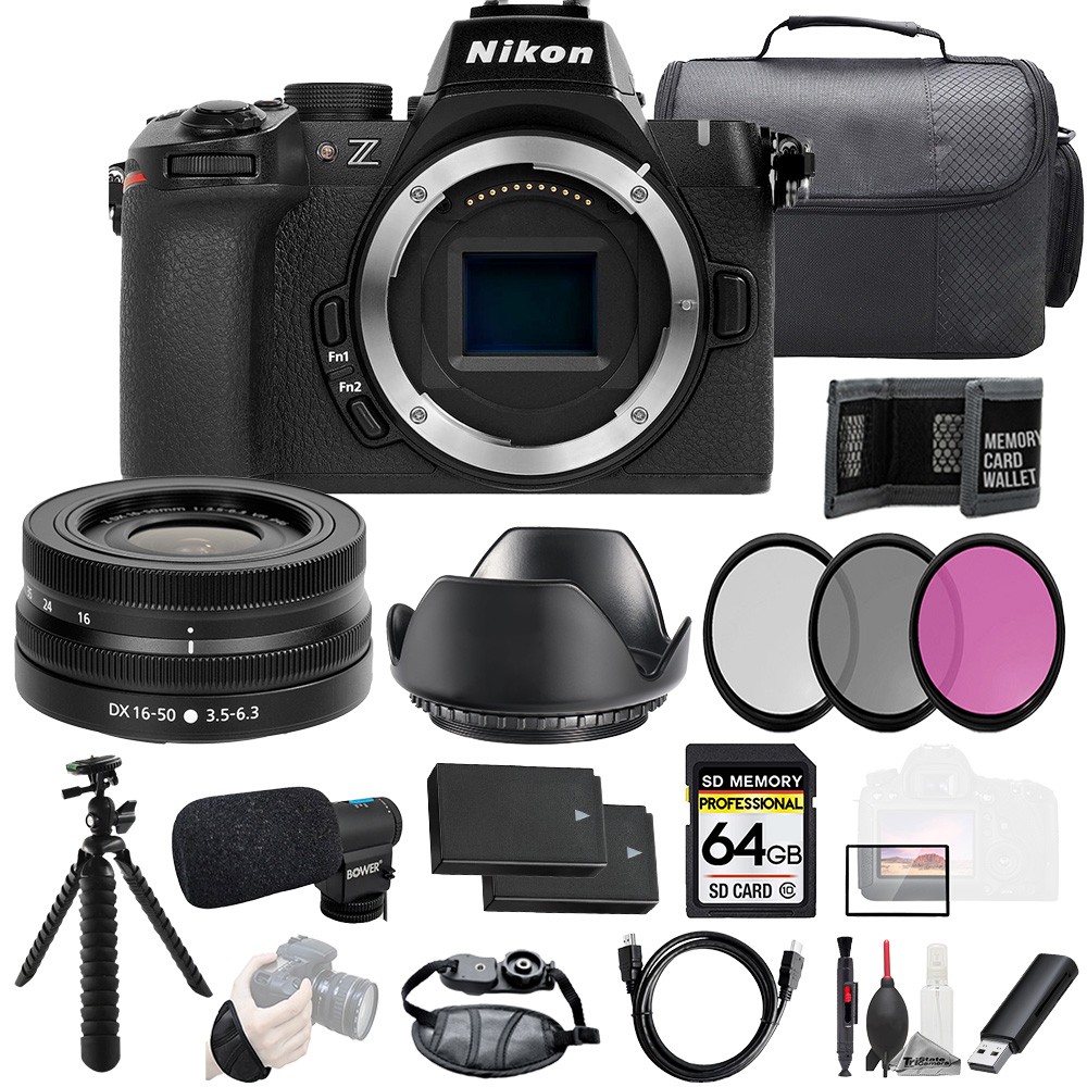 Nikon Z50 II + Z DX 16-50mm f/3.5-6.3 VR Lens + Mic+64GB+Ext Bat+