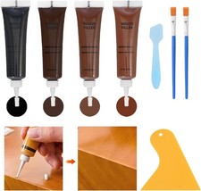 Dark Walnut Wood Filler Kit,4 Color Woods Repair Kit,Scratch Cover for Dark Wood