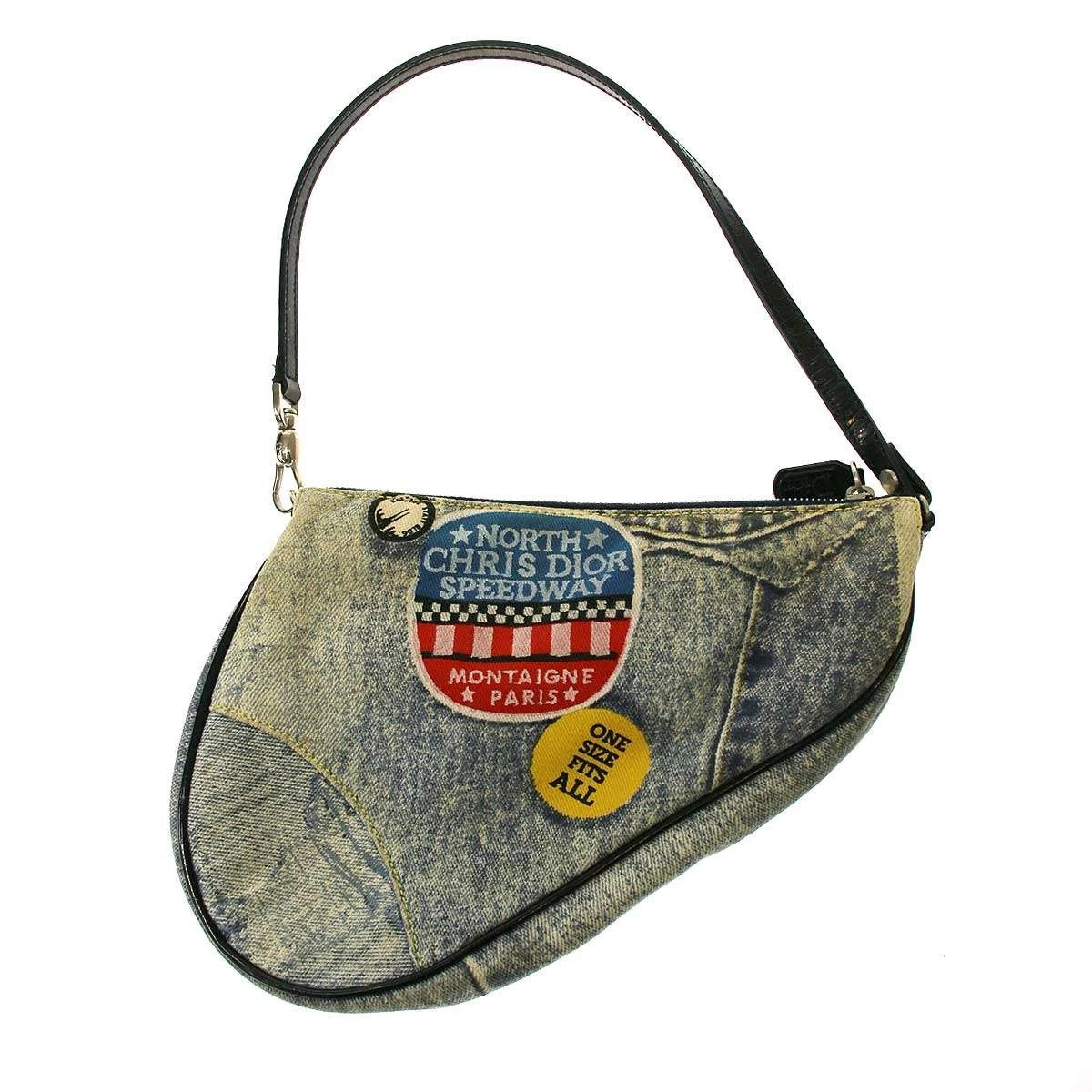 Sacoche Christian Dior selle denim imprimé vintage pochette indigo r20_0420