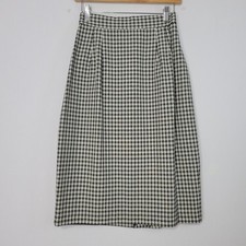 Vtg Plaid High Waist Skirt size 10 Black White 80s 90s Retro Preppy Academia USA