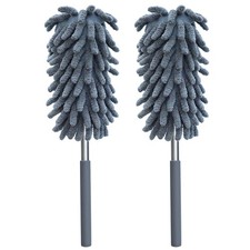 2 Pack Microfiber Duster for Cleaning, Washable Dusters, Extendable Black