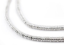 Smooth Shiny Silver Heishi Beads 3mm White Metal 24 Inch Strand