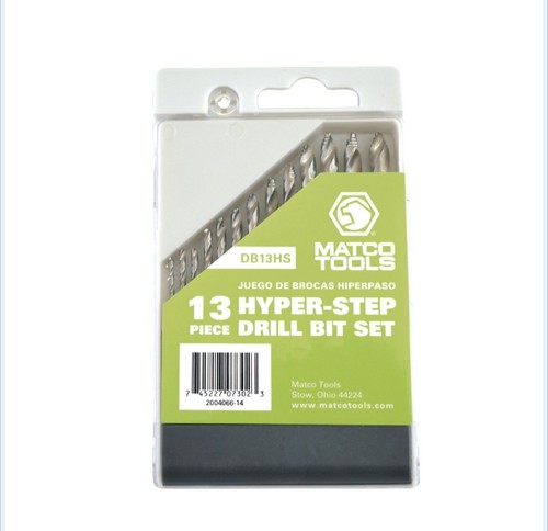 Matco Tools DB13HS HYPER-STEP HIGH-SPEED DRILL BIT SET, 13 PIECE