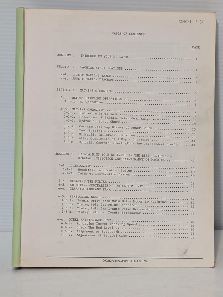 Okuma CNC Lathe LB 15 with OSP 5020L CNC System Operation & Maintenance Manual - Image 2 of 4
