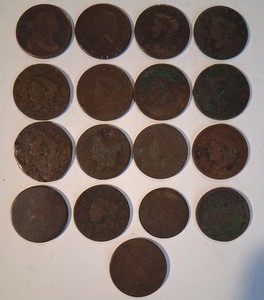 1800-1850's US LARGE 1 CENT Coin LOW GRADE CULL Bulk Job Lot