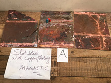 3 Copper Plated Sheet STEEL Coppersmith scrap Natural Patina Colors Verdigris A