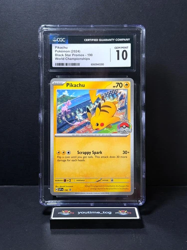 2024 Pokémon Black Star Promos World Championships Pikachu #190 CGC 10