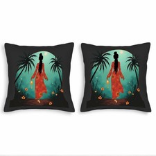 Set of 2 18x18in Throw Pillow Covers - Elegant Red Floral Pattern
