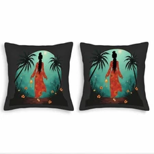 Set of 2 18x18in Throw Pillow Covers - Elegant Red Floral Pattern 