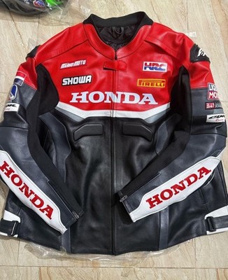 Honda Motorbike Cowhide Leather Jacket Motorcycle Sports Racing Leather  Jacket