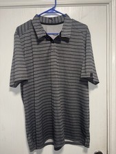 Oakley Men  s XL Black Gray Striped Polo Shirt Short Sleeve Performance