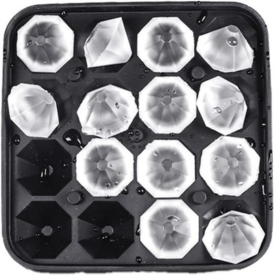 Silicone Ice Cube Tray with Lid 16 Diamond Ice Cubes Food Grade Reusable Mold