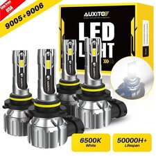 AUXITO 9005 9006 LED Headlight Bulbs Conversion Kit High Low Beam 6500K White US
