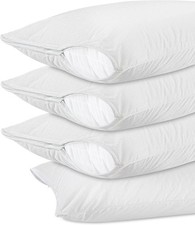 Waterproof Pillow Protectors with Zipper Queen Size 4 Pack Terry Pillow Co