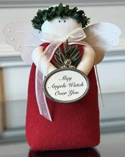 Hearts & Ivy Collection Angel Red Flannel 7" Holiday Christmas Handmade Retired