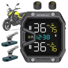 Motorcycle Tire Pressure Monitoring Alarm System with 2 Sensors Wireless