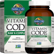 Garden of Life Raw K Complex, Vitamin Code Vitamin K2 and K1 for Bone Strength a
