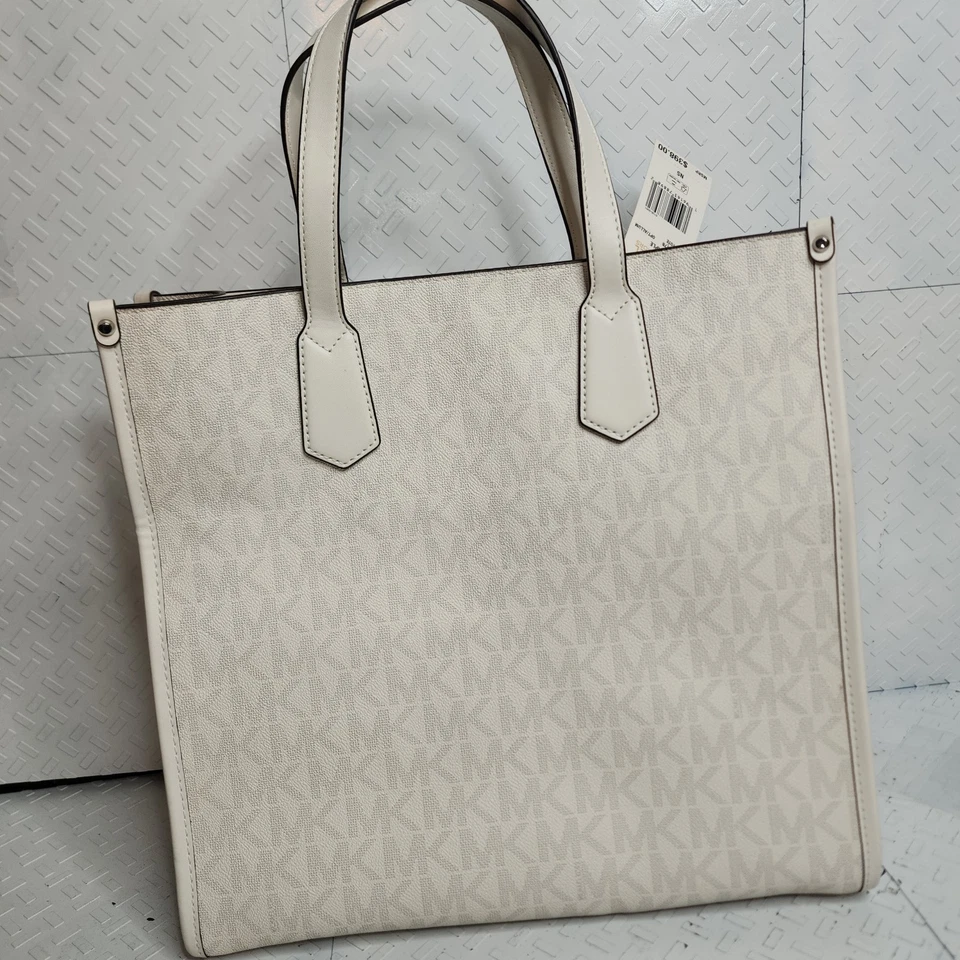 Nuevo con etiquetas Bolso de Mano Michael Kors Grande Arce NS Óptico Blanco Firma Logo Cartera para Mujer Foto 2 de 4