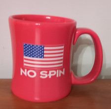 Bill O'Reilly "No Spin" Red Diner Coffee Mug with American Flag ~ Made in USA
