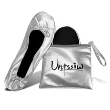Women's Foldable Portable Ballet Flat Roll Up Slipper Shoes with Travel Pouch...