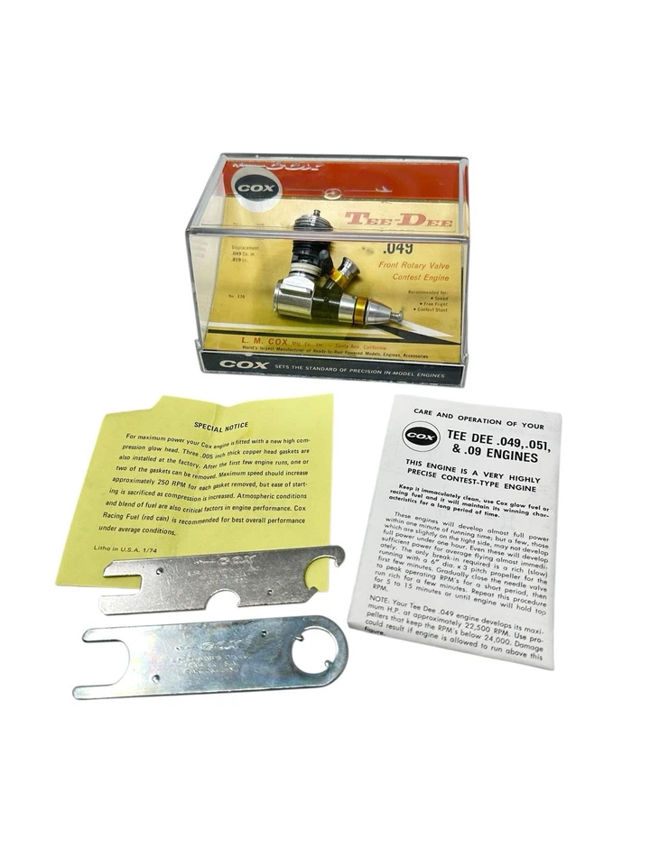 Vintage NOS Cox Tee-Dee .049 No. 170 Airplane Engine in Case Nice! - Image 3 of 4