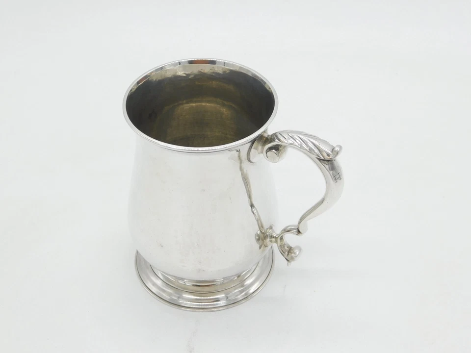 George II Sterling Silver Scrolled Baluster Tankard Antique 1756 London - Image 4 of 4