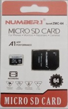 NUMBER 1 Micro SD Card with Full Size Adapter 64 GB