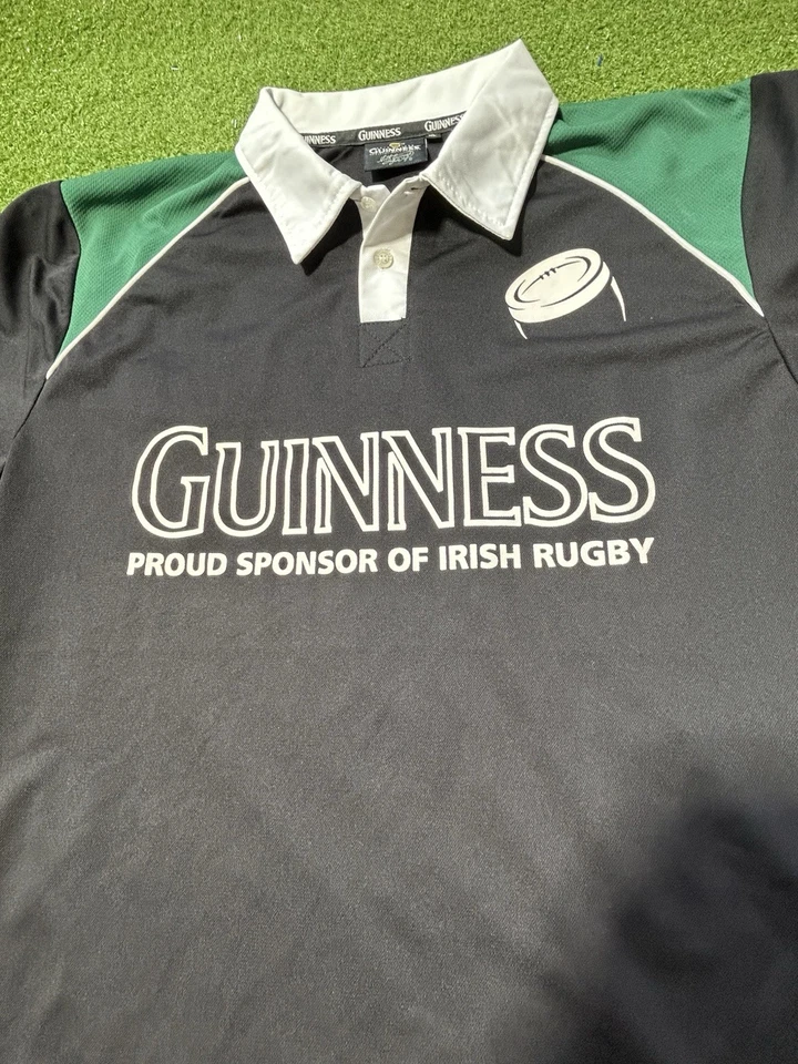 Camisa polo de rugby de manga corta Guinness para hombre talla grande negra Foto 3 de 4