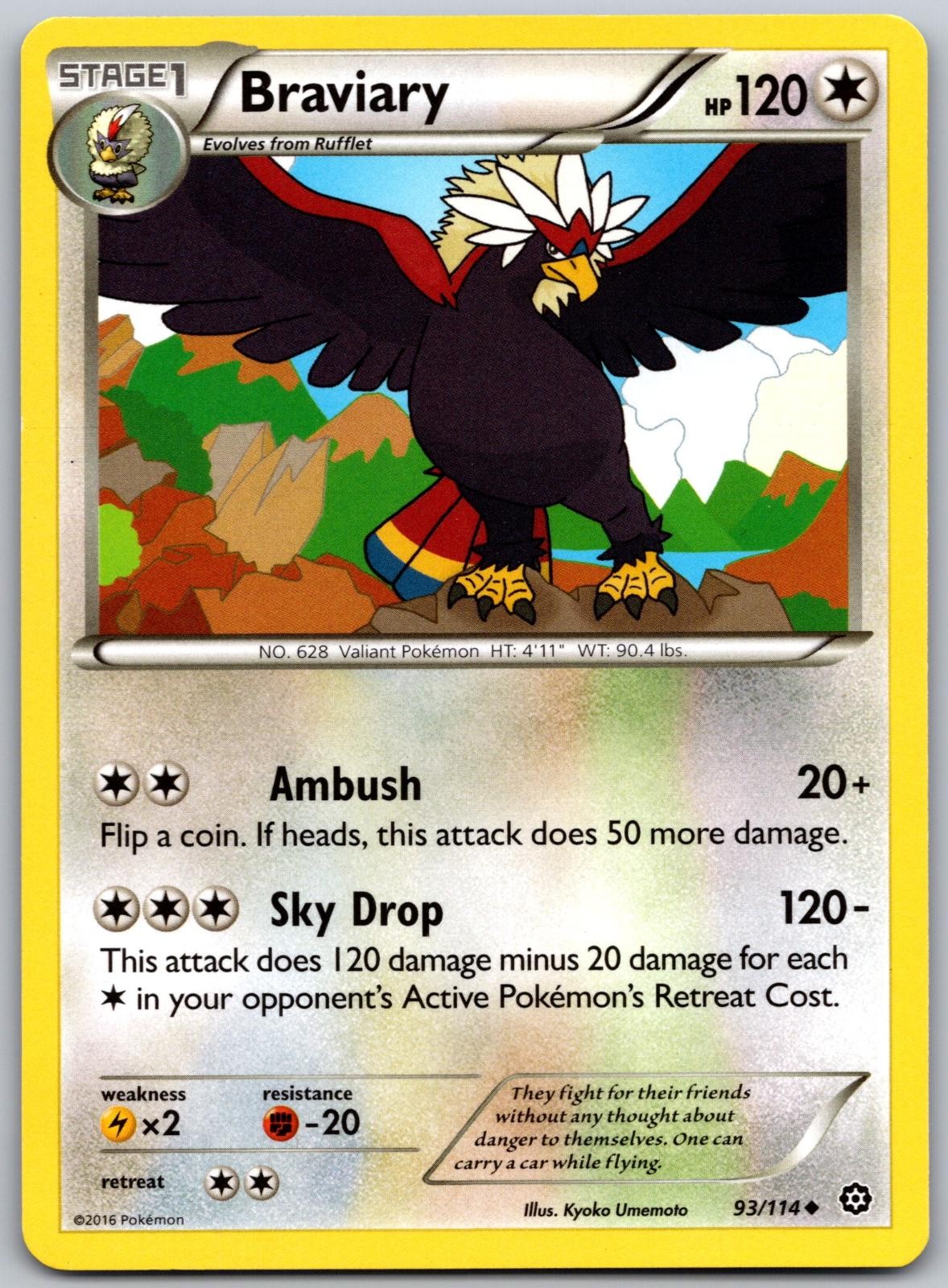 Braviary 93/114 Uncommon Steam Siege Pokemon Moderately Played