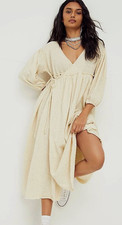 FREE PEOPLE Women's SWEET AS CAN BE WRAP FRONT MAXI DRESS IN Cream Size XS
