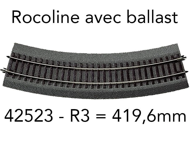 10 rails ballast souple ROCO LINE 42523 comme neuf.