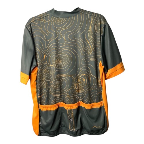 Camiseta de ciclismo para hombre diseño topográfico cremallera completa manga corta gris naranja - Imagen 2 de 6
