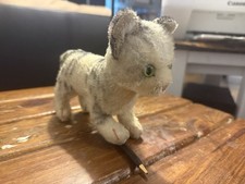 De colección Años 50 60 Steiff Gato Tabby Mohair Peluche Gatito Juguete Ojos Verdes