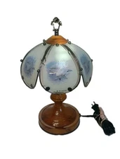 Vintage OK LIGHTING Metal 3 Touch Swimming Dolphins Glass Plate Lamp 14.5" tall