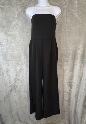 Gap Strapless Wide Leg Jumpsuit Black Sz 4 Minimalist Event Clean Girl NWT