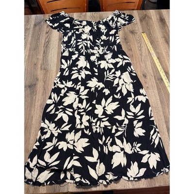 blue dress for baby girl 100% Cotton Black & White Floral Mini Dress - All Dresses main image 0