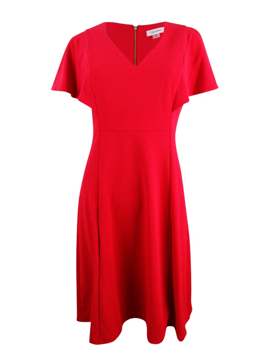 Calvin Klein Women's Flutter-Sleeve A-Line Dress thumbnail 3