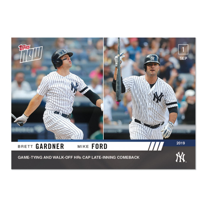 2019 TOPPS NOW # 781 BRETT GARDNER MIKE FORD Tying Walk-Off HRs New York Yankees