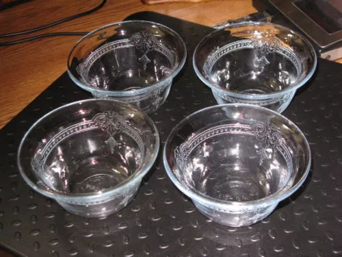 4 VINTAGE BLUE SAPPHIRE PHILBE FIRE KING OVEN GLASS CUSTARD FRUIT CUPS