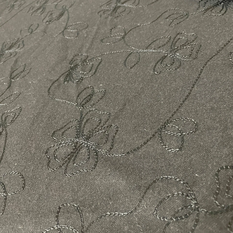 Fabric Lot 1 Yds 25 Ins 57 W Fall Suitings Black Embroidered Wool Blend - Image 3 of 4