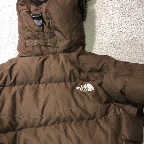 The North Face Women Jacket Medium Goose Down Hood Puffer With Front & Back Logo - Picture 12 of 14