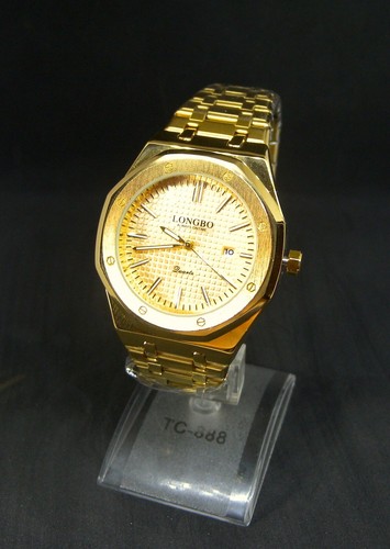 Orologio da Polso Uomo Marca Longbo Ottagonale Acciaio Color Oro Dorato  Glam | eBay