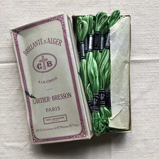 Vintage French Cartier-Bresson Cotton Thread Paris #199 Green 20 Skeins NOS Box