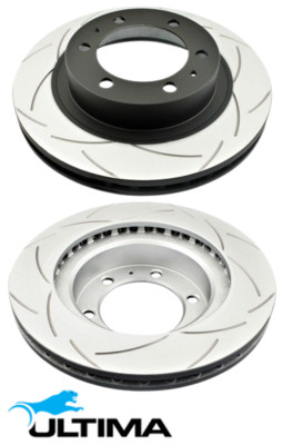 FRONT SLOTTED DISC BRAKE ROTORS FOR TOYOTA HILUX WORKMATE KUN26R 1KD-FTV 3.0L I4