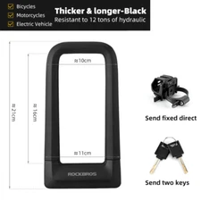 ROCKBROS Bike Silicone U Lock Anti Theft Bicycle Secure Locks with Bracket &Keys
