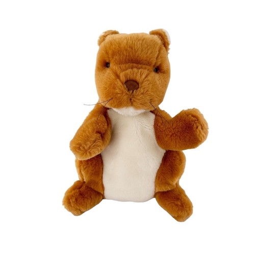 Brown & White Plush Squirrel Hand Puppet Toy 12" Soft Stuffed Animal 2005 Vtg b