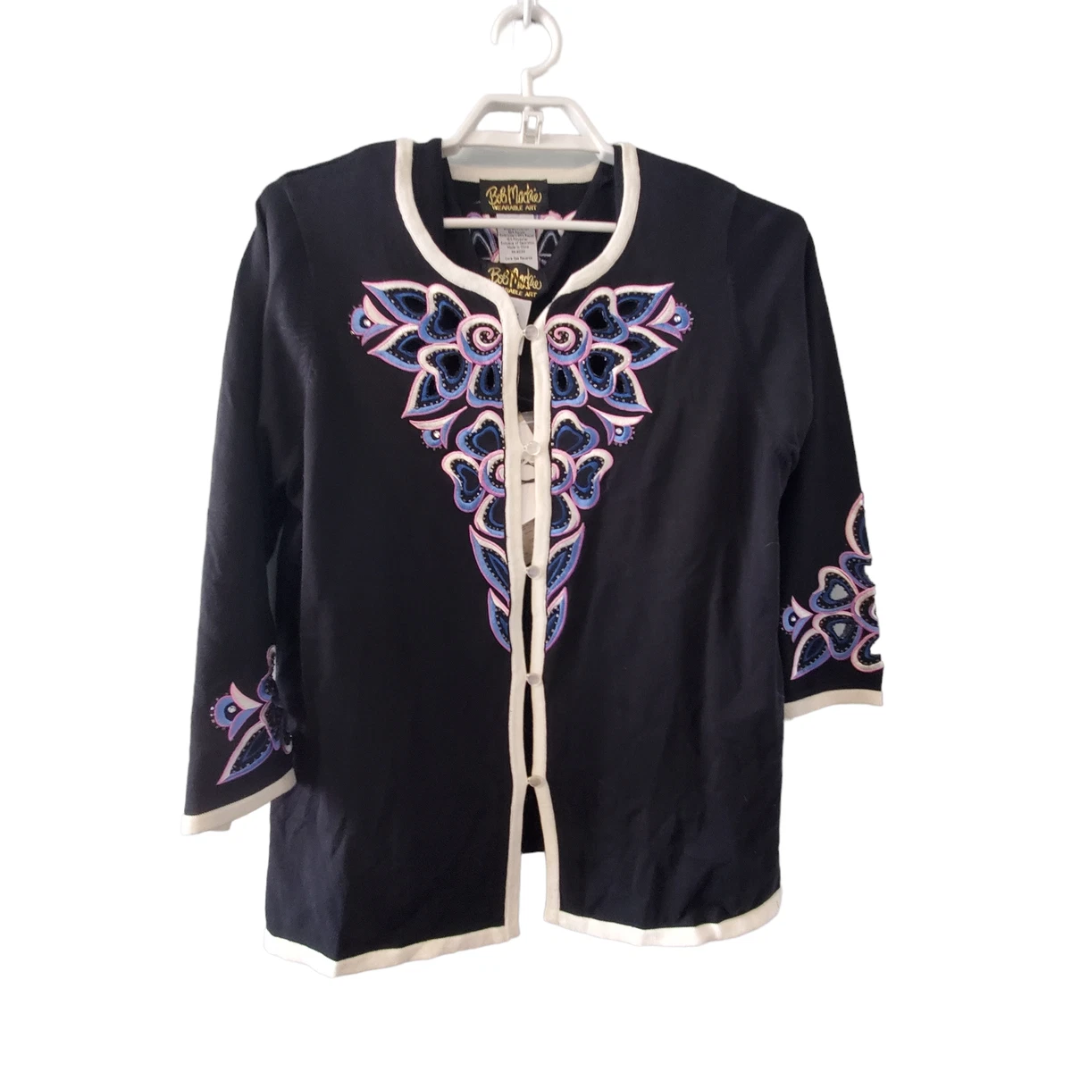 Bob Mackie new sweater set Large L shell Cardigan twin set black
