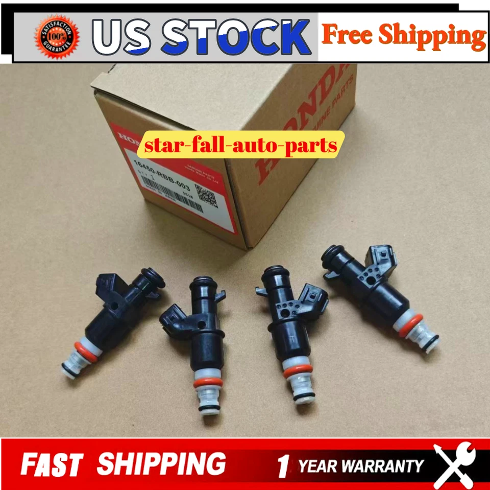 4x inyectores de combustible OEM 16450-RBB-003 para CIVIC Si RSX TYPE-S CSX 2,0 L TSX 2,4 L Foto 2 de 4